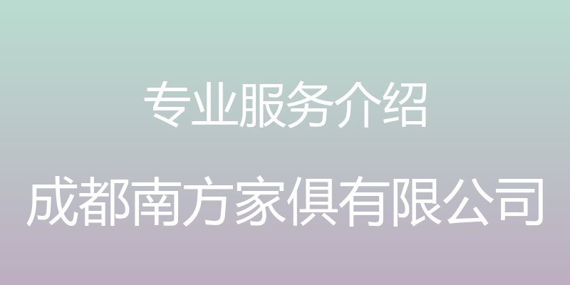 专业服务介绍 - 成都南方家俱有限公司